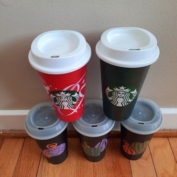 Starbucks 2 Go Plastic Cups And Lids - Picture 4 of 4